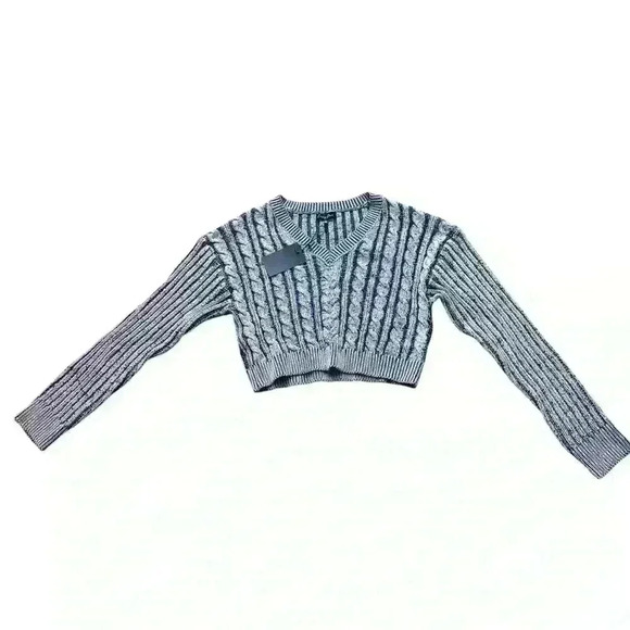 EMORY PARK CONTRASTED CABLE KNIT SWEATER TOP size large - Picture 4 of 9